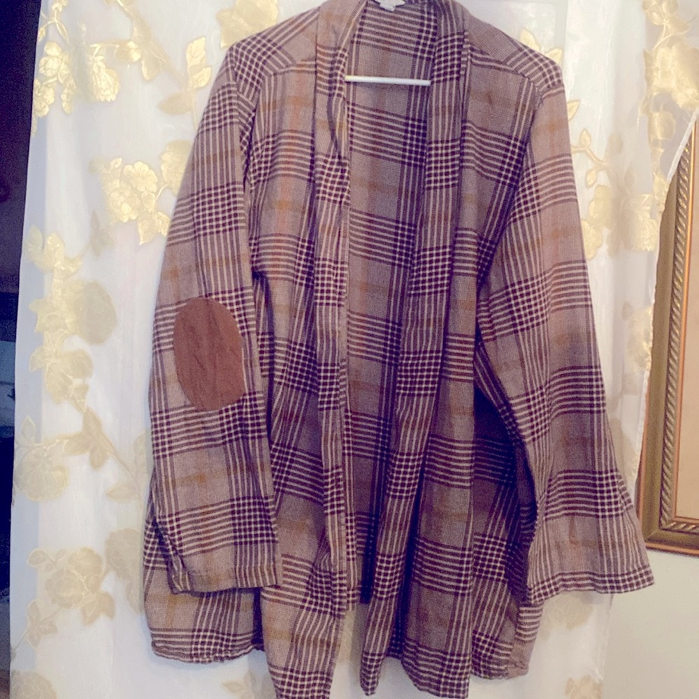 Plus Size Plaid Knit Topper